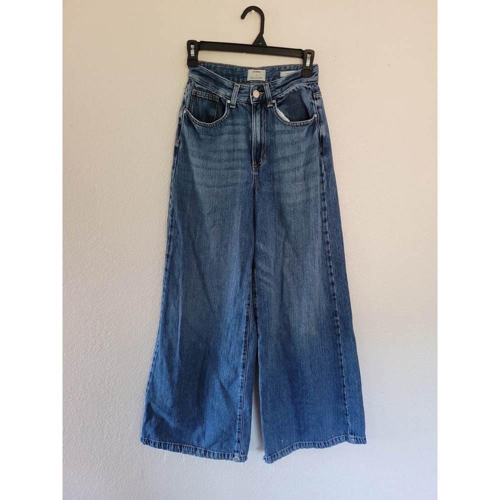 Cotton On Wide Leg High Rise Jeans Blue Medium Wash Womens Size 24 Lyocell #P2